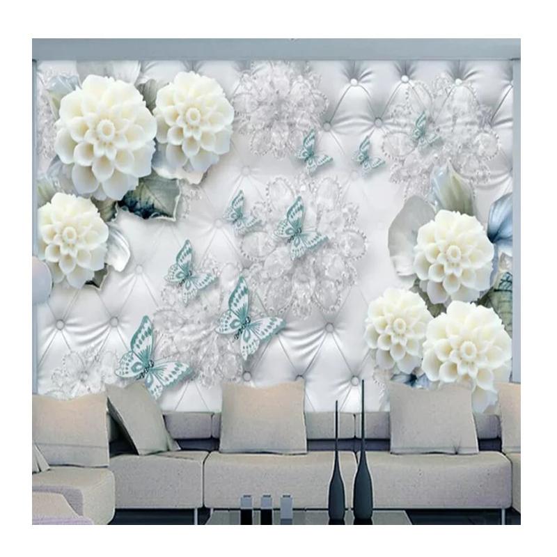 

Custom Wallpaper 3d Luxury White Flower Jewelry Wall Mural Home Decoration Living Room Bedroom 3d Wallpaper 200 cm(W) x 140 cm(H)
