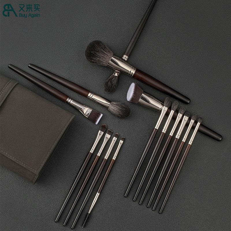 Private Label Vegan Cruelty Free High Quality Pro Make up Brush Set Goat Hair Professional Makeup Brushes Set High Quality regular size чёрный