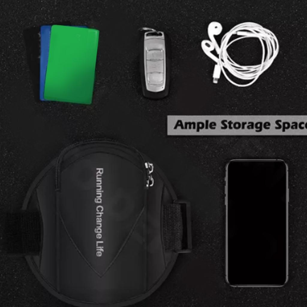 Arm Bag Waterproof Oxford Cloth Size Adjustable 2 Pockets Breathable Arm Pouch for Phone Keys