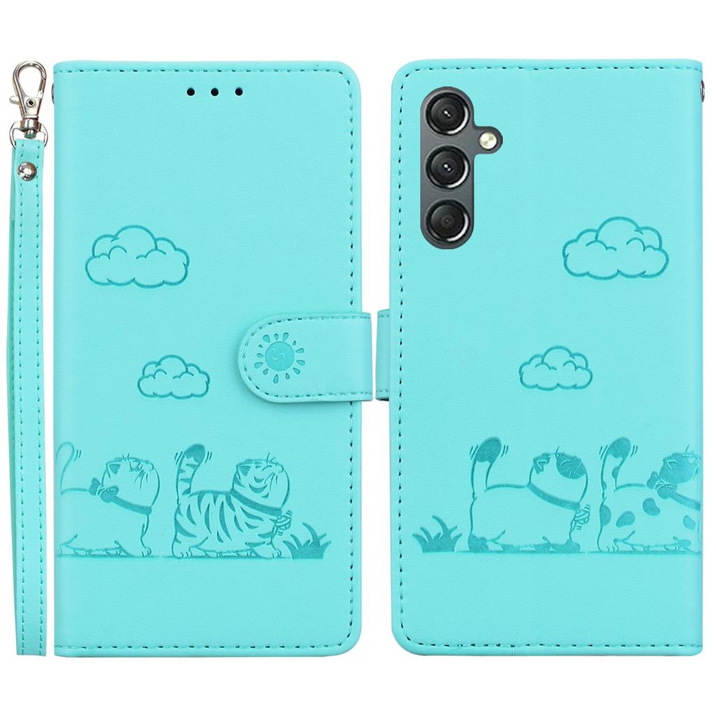 For Samsung Galaxy A16 5G/A16 4G Case RFID Blocking Kitten Pattern TPU+PU Leather Phone Cover