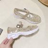 Women's Summer Mesh Breathable Casual Thick Soled Hollow Toe Single Sandals