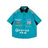 Men's American Retro Hiphop Street Racing Short-Sleeve Summer Shirt - Trendy, Motorcycle-Inspired, Loose, Thin Design