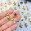 30 Mixed Antique Gold Crown Owl Alloy Pendants for DIY Vintage Retro Jewelry.