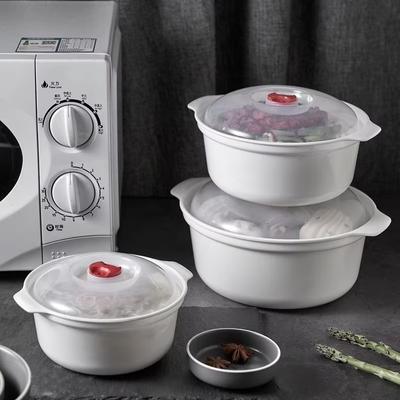 3pcs Microwave Oven Special Box Household Plastic Heating Fresh Keepeing Box with Lid Steamed Bun Instant Noodles Kitchen Bowl