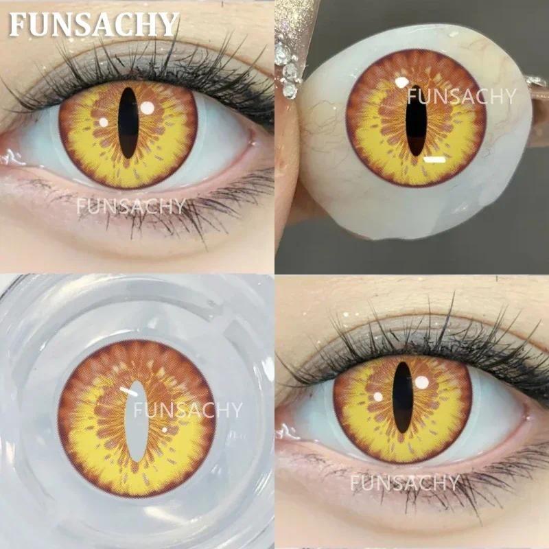 FUNSACHY 2pcs Blind White Contact Lenses for Cosplay Colored Black Contact Lens Red Color Eye Makeup for Halloween Beauty Pupils