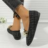 Módní Elegantní Dámské Nazouvací Baleríny s Kovovou Řetízkovou Dekorací Měkká Podrážka Pohodlné Pracovní Boty Žena Lehké Ležérní Černé Mokasíny