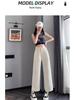 Khaki High-Waisted Cropped Wide-Leg Jeans for Women - Summer 2026 Thin Style, Petite Fit, Leg-Covering Straight Pants.