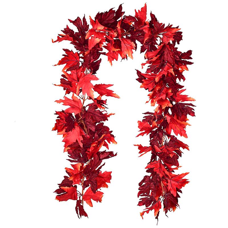 

1,6 м домашняя лоза с кленовым листом, подвесная осенняя гирлянда, искусственный декор для вечеринки, свадьбы