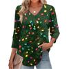 Women's Fashionable Casual Christmas Printed V-neck Top