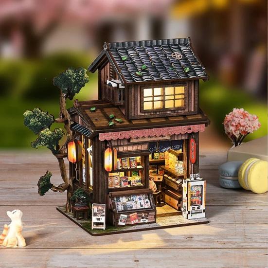 DIY Miniature Grocery Store Kit Mini Dollhouse Booknook Building Model 3D Tiny House Bookshelf Decor Gifts for Adults Family Friends