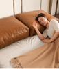 Luxuriou Faux Leather Sofa Back Cushion Cover Rectangular Soft Backrest Lumbar Pillowcase Waterproof Bed Pillowcase Home Decor