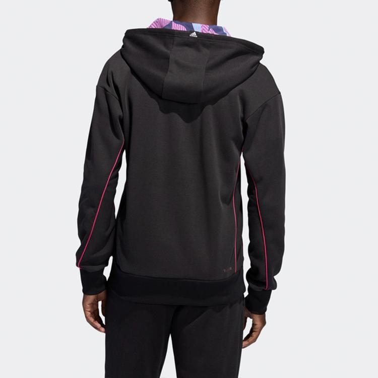 adidas Derrick Rose Basketball Print Knit Hooded Jacket Men Outerwear Black FM0024