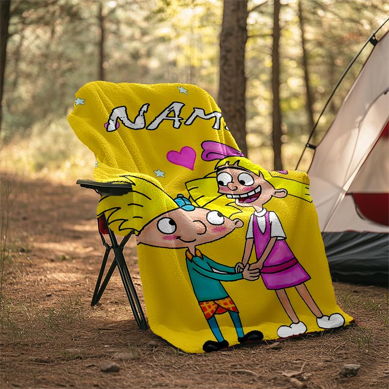 Personalized Custom Name Blanket - Hey Arnold Print Design,Blanket for Sofa,Bed,Travel,Camping - Soft and Warm, Great Gift
