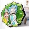 1 Stück Rick "Morty" Automatischer Faltregenschirm, Automatischer Faltregenschirm mit 8 Speichen, Praktisch für den Außenbereich 068