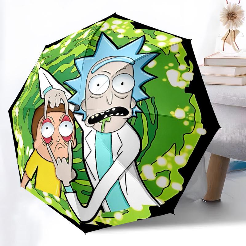 1PC Rick "Morty" Automatic Folding Umbrella, Automatic Folding Umbrella with 8 Ribs, Convenient for Outdoor Use 068