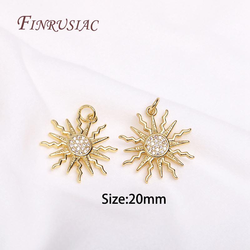 18K Gold Plated Sun Charm Pendant For Jewelry Making DIY Accessories, Handmade Jewellery Material