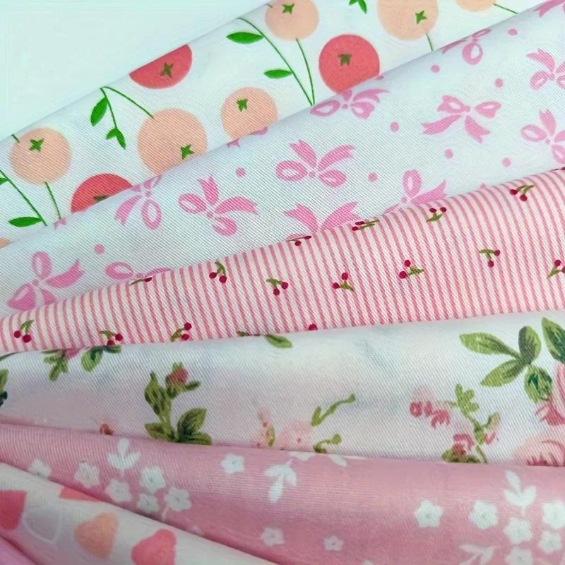8pcs For Patchwork Sewing 25X20cm Pink Floral DIY Cotton Fabric Bundle Clothing Crafts Sewing Supplies 50*40cm