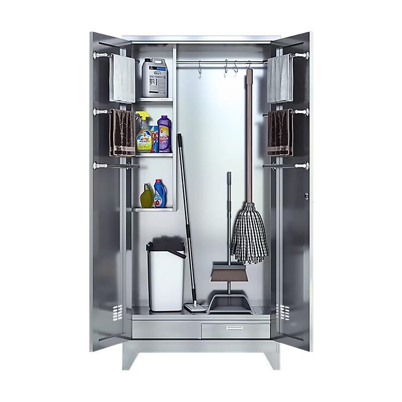 Stainless Steel Double-Door Cleaning Cabinet