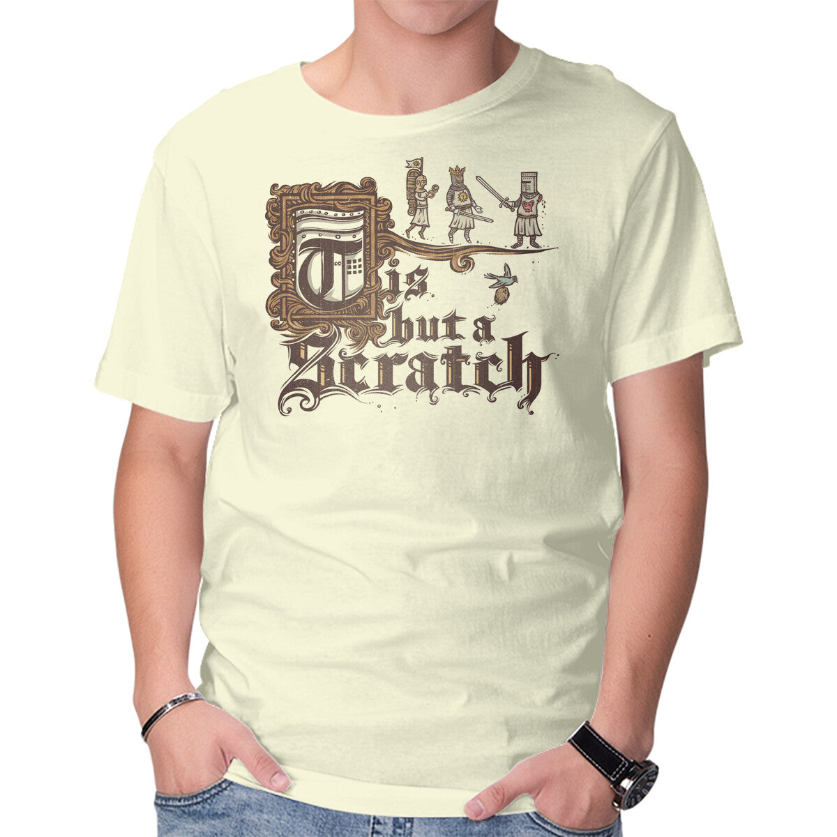 Unisex Crew Neck T-Shirt A Scratch Graphic Short Sleeve Casual Tee M