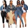 Y2K Style Irregular Denim Jacket - European & American Fashion Women's Clothing HR23091