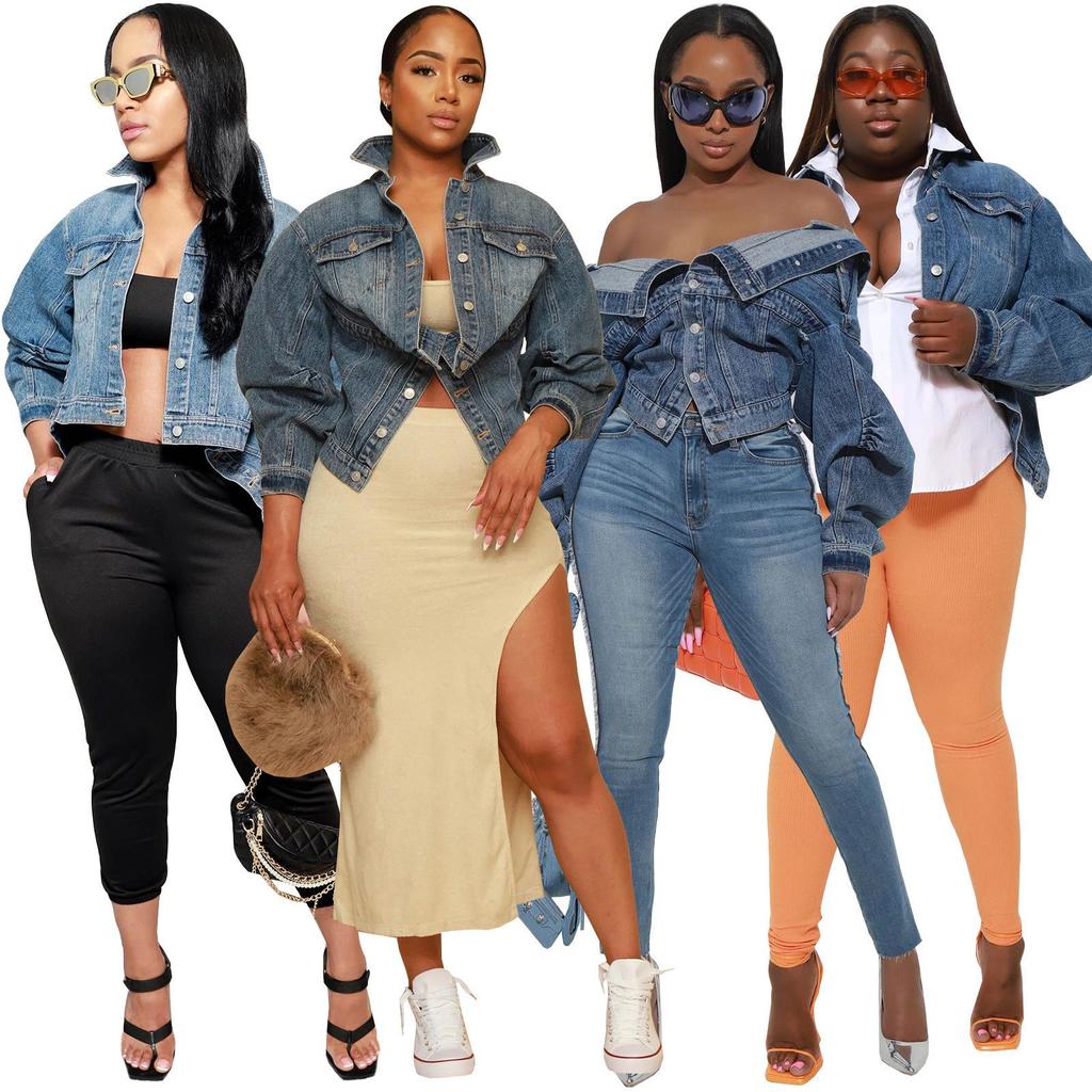 Y2K Style Irregular Denim Jacket - European & American Fashion Women's Clothing HR23091