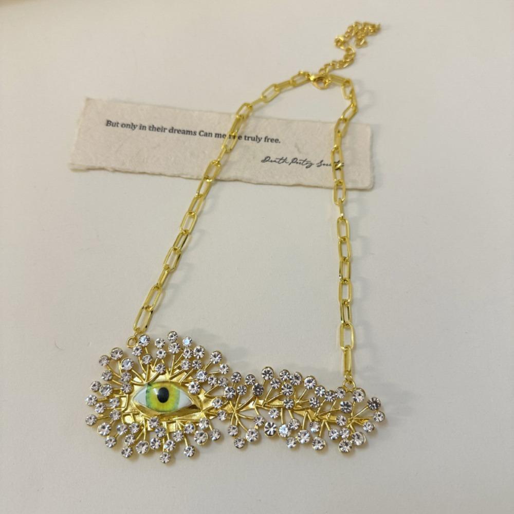 Gorgeous Statement Necklace Rhinestone Eye Pendant Brooch Show Eye Pendant Necklace  Fashion Show