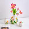Ceramic Vase Embossed Tulip Colorful Flower Pattern Flower Vase Floral Arrangement Accessories Home Decoration Accessories