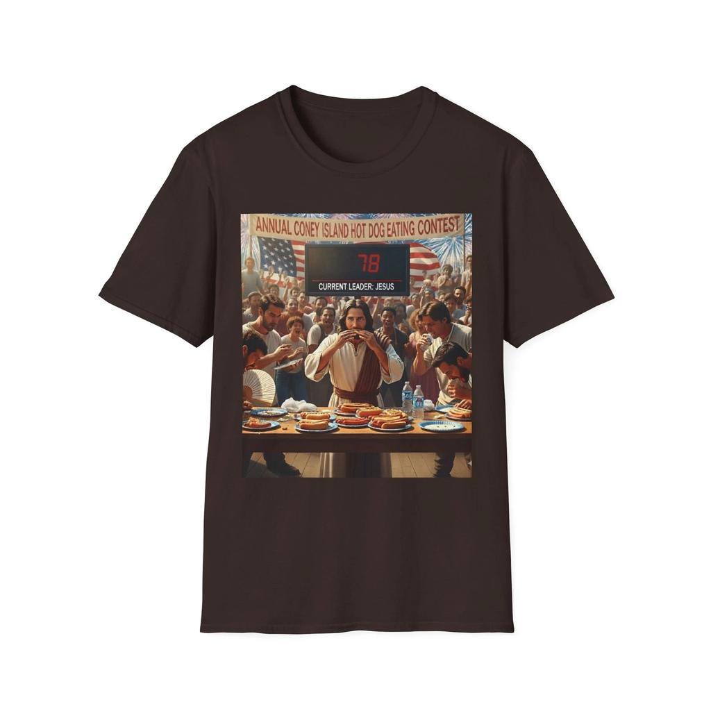 Jesus Wins Hot Dog Eating Contest Funny Patriotic T-Shirt - Great Gift