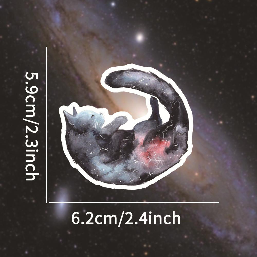 50PCS Cartoon Starry Sky Cat Graffiti Stickers - Cute Cat Design, Waterproof Decor for Electric Bike, Notebook AnimeWorlds Store