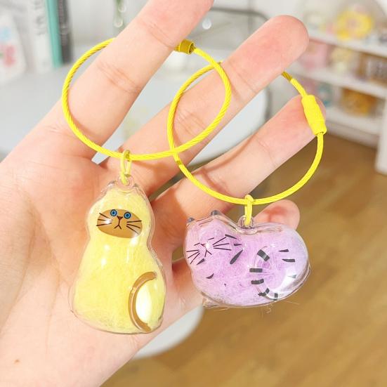 1/6Pcs Cat Style Memorial Keychain Pendant Transparent Cat Hair Storage Bottle Key Chain Pet Memorial Accessories