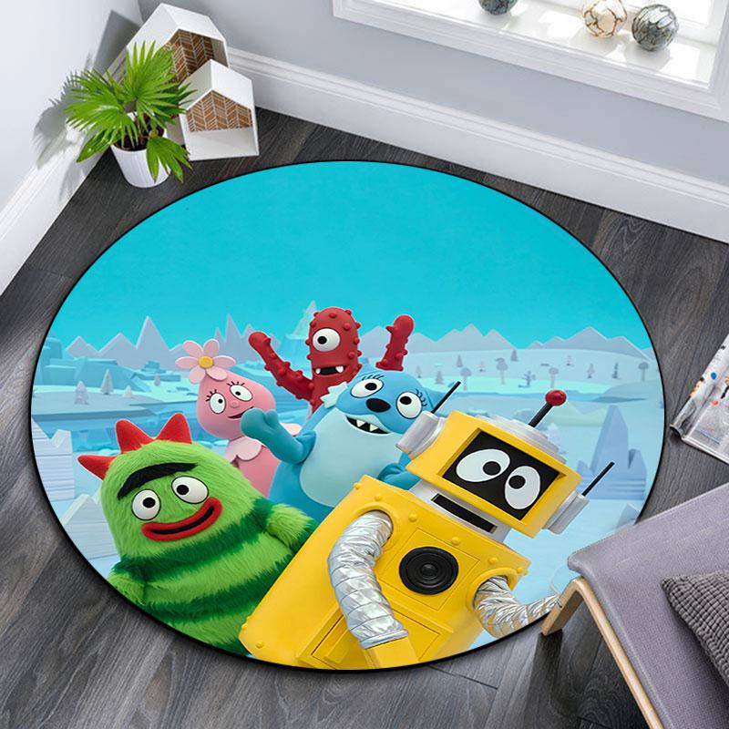 Yo Gabba Gabba!,Round Area Rug,Carpet Rug for Living Room Bedroom Sofa Playroom Decor,Non-slip Floor Mat