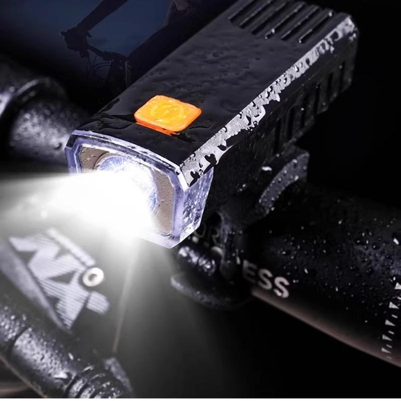 1Pc Bicycle Headlights USB Charging Night Riding Super Bright Light Warning Light Outdoor Riding Set Mountain Bike Front and Rear Lights