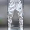 Trendy men's solid color sweatpants simple splicing tied feet, Harlan pants elastic waist pants