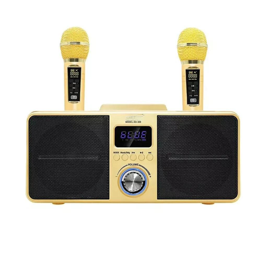 30W Wireless Bluetooth Dual Microphone Karaoke Portable 3D Stereo Speaker TV Family KTV Dedicated Configuration Set