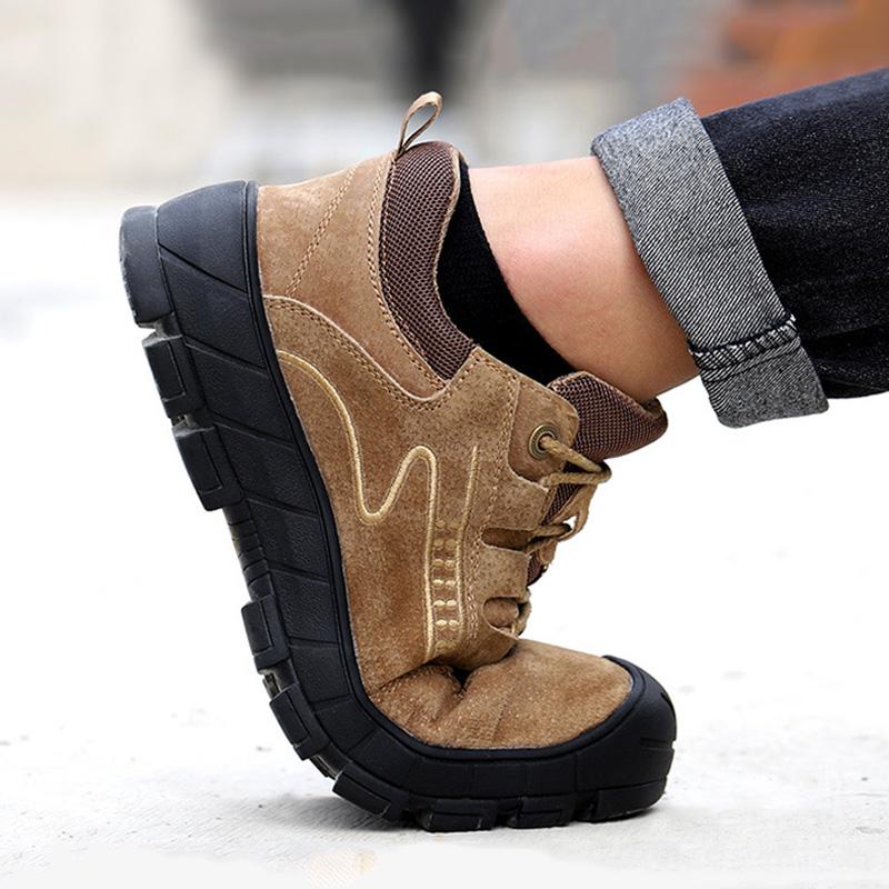 Fashion Men's Safety Shoes Puncture-Proof Outdoor Sneakers for Man Steel Toe Indestructible Safety Boots Men Work Shoes Suede Work Boots