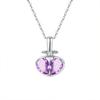 S925 Sterling Silver Strawberry Heart Necklace Natural Topaz Amethyst Splicing Pendant Niche Sweet Holiday Gift