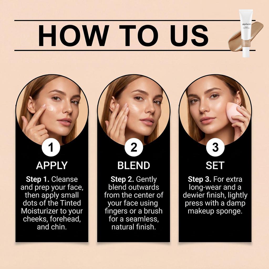 Zephoco Hydrating Tinted Moisturizer – Deep Tone, Breathable, Soft Feel, Easy Spread