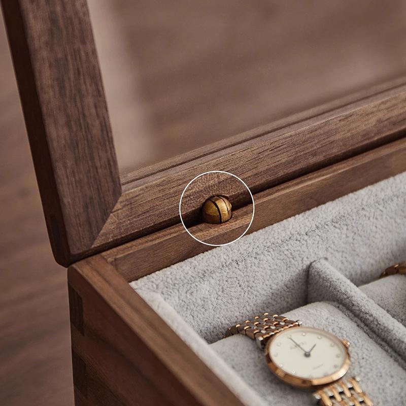 Solid Wood Watch Storage Box Black Walnut Wood Wrist Watches Jewelry Collection Boxes Watch Organizer Display Case Gifts for Man