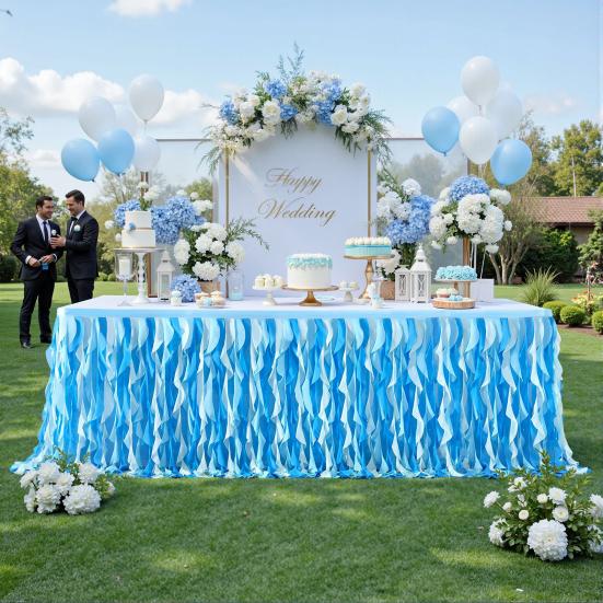 Curly Willow Table Skirt for Rectangle Round Tables 6ft Ruffle Tutu Table Cloth Reusable Table Skirt for Baby Shower Birthday Party Candy Cake Tables