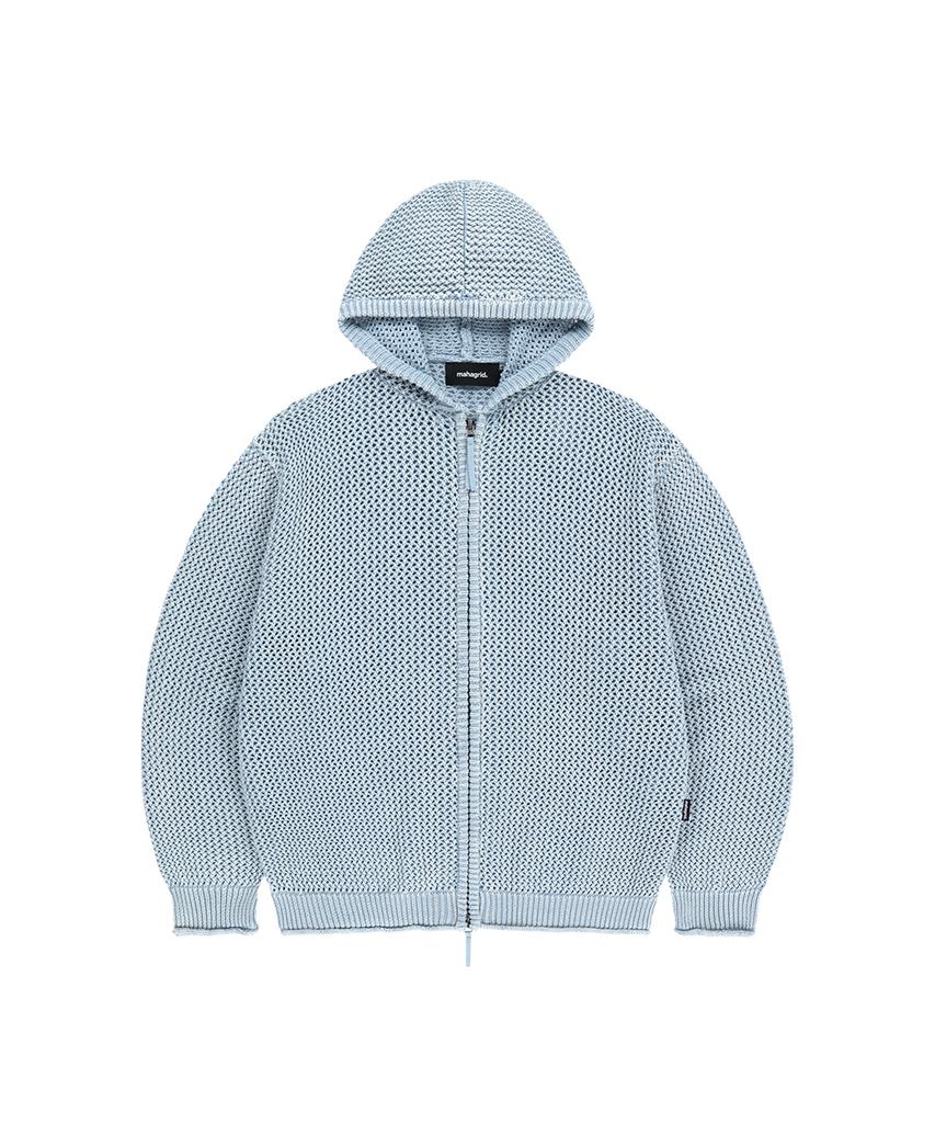 MAHAGRID Pigment Mesh Zip Up Knit Sky Blue(Mg2Gsmk687A)