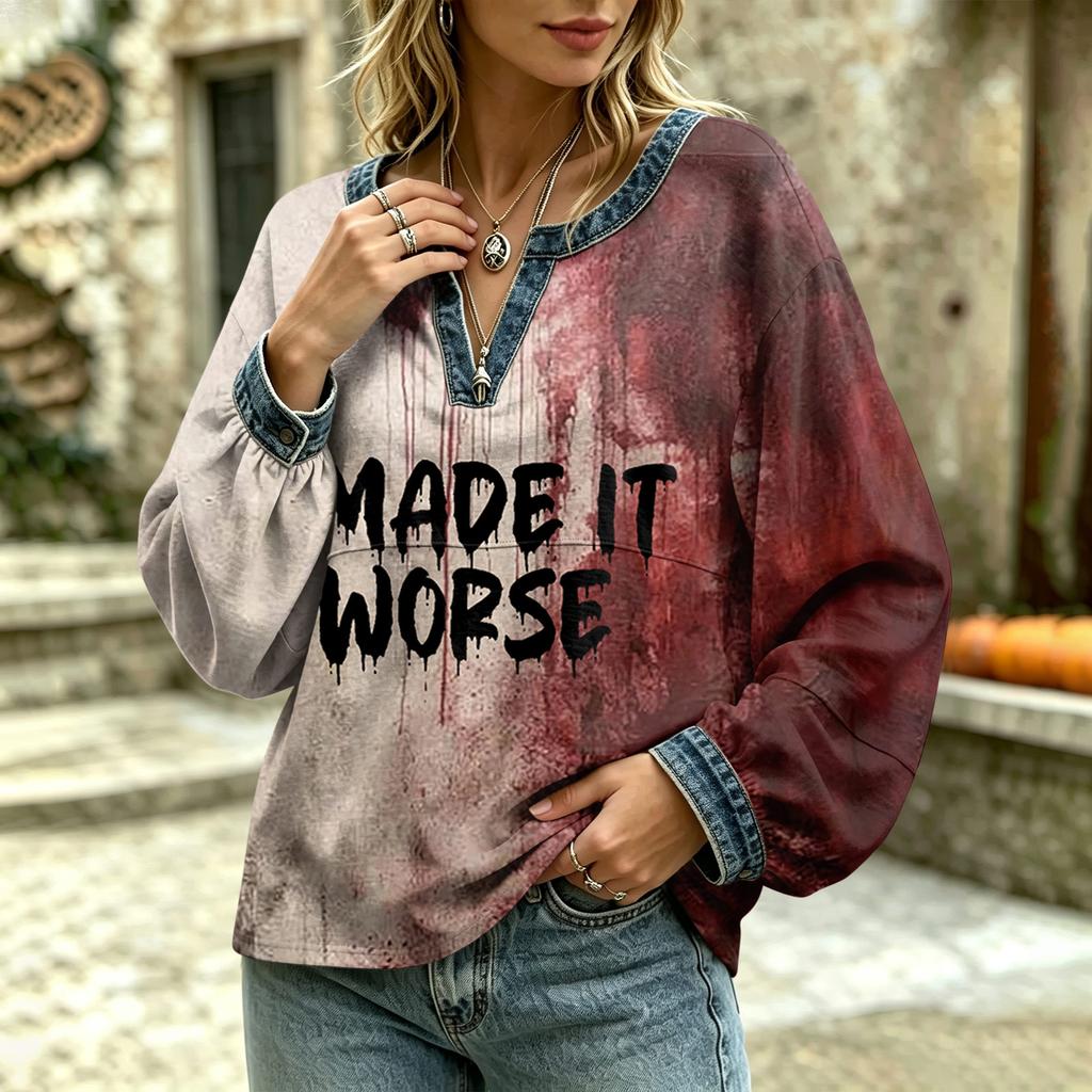 Women's Casual Long Sleeve Top with Fashionable Design for Everyday Wear