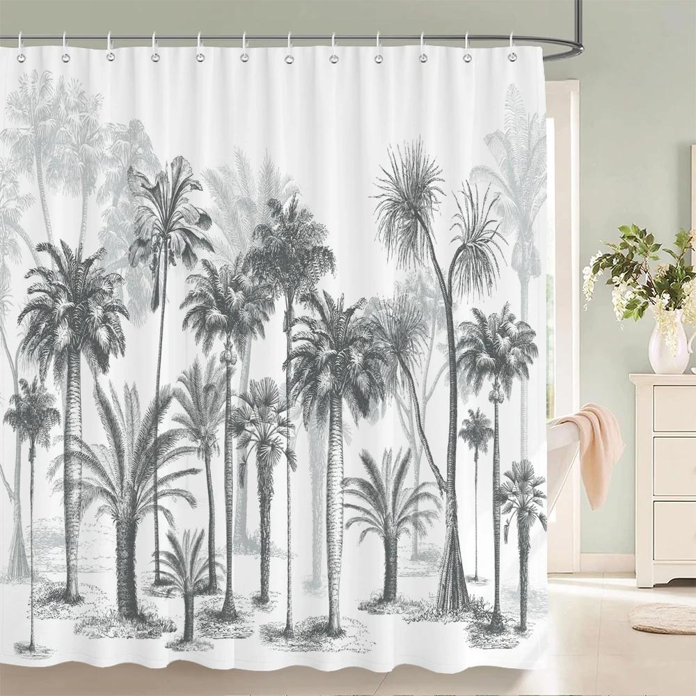 Tropical Plants Animals Bathroom Curtains Green Leaf Plant Waterproof Polyester Shower Curtain Nordic Home Bath Room Decoration