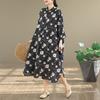 DIMANAF New 2026 Women Plus Size Spring Summer Beach Vintage Long Dress Lady Loose Oversize Maxi Floral Print Cotton Button