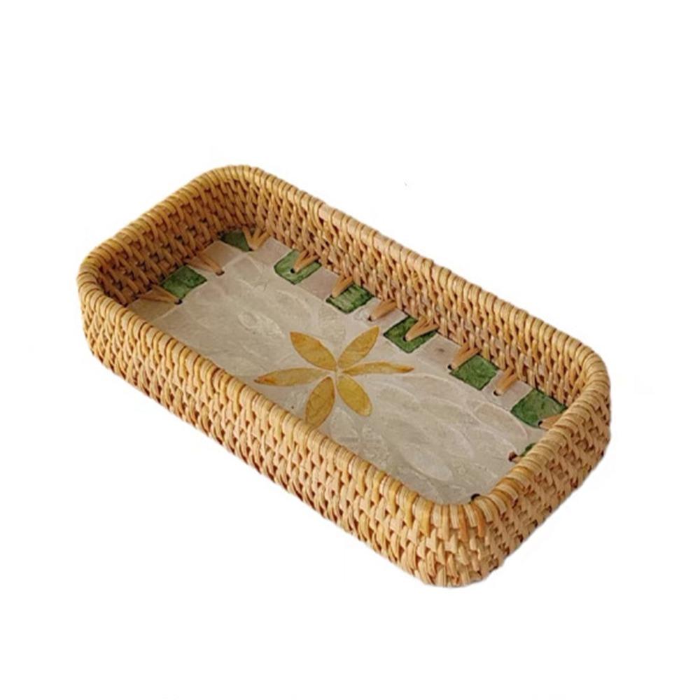 

Hand Woven Splicing Shell Rattan Basket Colorful Bread Baskets Tray Rattan Shell Tray Dining Room Style 3 S