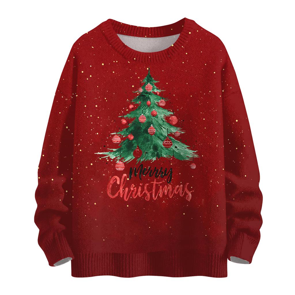 Women's Casual Long Sleeve Woolen Christmas Sweatshirt Fall  Vacation Long Sleeve Pullover