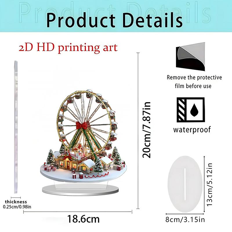 1Pc 2D Elegant Acrylic Christmas Decoration Snowhouse & Reindeer Scene Home Office Ornaments Festive Warm Party Gift Photo Props