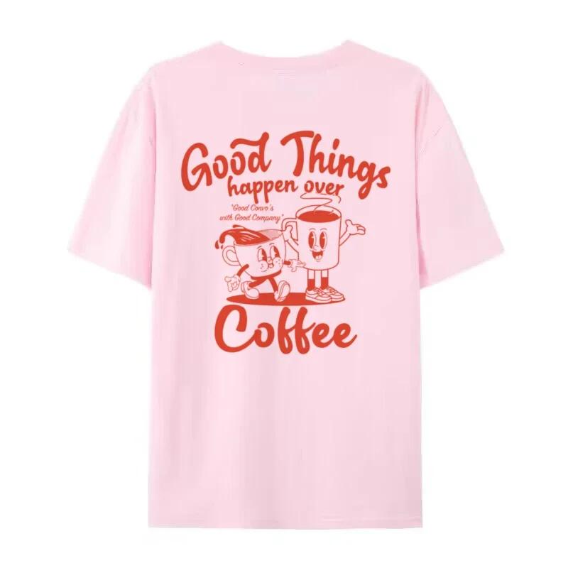 2025 Women's 90s Retro Coffee Inspired T-shirt Hippie Fun Caffeine Lover Cute Retro Pattern for Men and Women