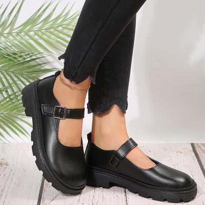 35-44 Women Shoes British Style Small Leather Footwear 2024 Round Head Thick Bottom Mary Jane Shoes Women Flat Shoes Loafers