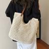 Large capacity hand-woven bags, women's 2025 new straw bags, beach vacation shoulder bags, commuter tote bags