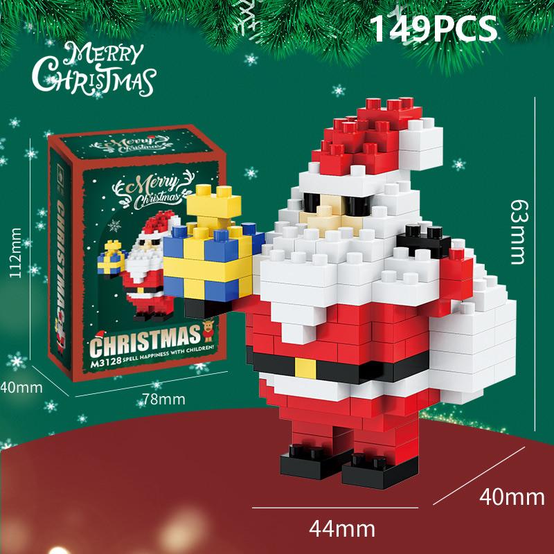 Christmas Gifts Micro Building Block DIY Domino Game Santa Claus Reindeer Holiday Puzzle Assembling Bricks Table Decoration Toys